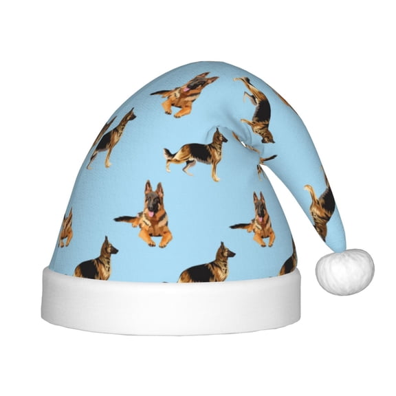 Rateoe German Shepherd Dog Santa Hat Confortable Christmas Hat for Christmas Party Favors Fit for Kids