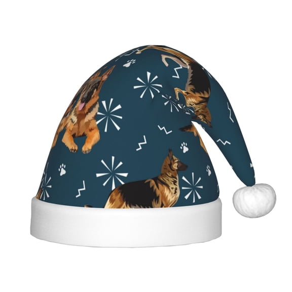 Rateoe German Shepherd Dog Santa Hat Confortable Christmas Hat for Christmas Party Favors Fit for Kids