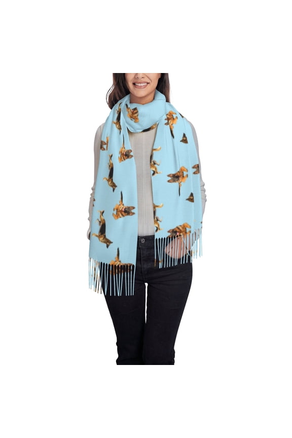 German Shepherd Dog Women's Traditional Scarf Wrap Tassel Shawl Fringes Neck Head Shawl Retro Scarf