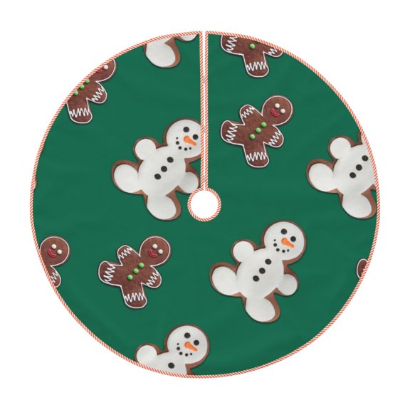 Rateoe Gingerbread Snowman Cookies Pattern Christmas Tree Skirt with Ties , Christmas Tree Decorations, Farmhouse Christmas Decor Xmas Holiday Decorations-