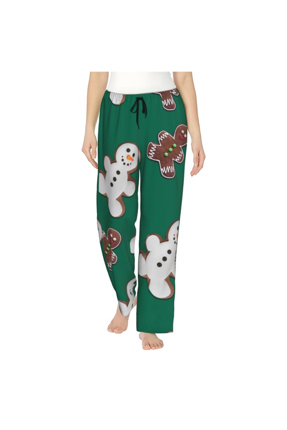 Gingerbread Snowman Cookies Pattern Women’s Ultra-Soft Comfy Pajama Lounge Pants Sleepwear,Comfortable Lounge Wear,lightweight Pajamas, Casual Home Wear-Medium