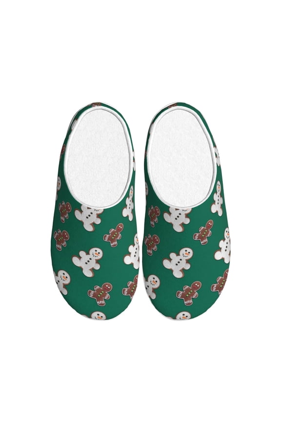Gingerbread Snowman Cookies Print Women's Men's Cotton Knit Slippers Lightweight Memory Foam Indoor House Shoes with Anti-Skid Sole-44/45