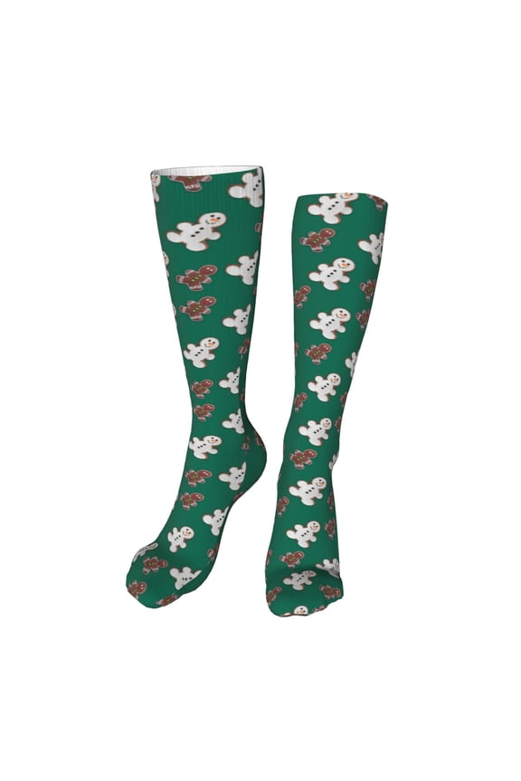 Gingerbread Snowman Cookies print Women's Men's Novelty 20in Crew Socks Cotton Socks Knee High Socks for Walking,Running,Nurses,Pregnancy-One Size