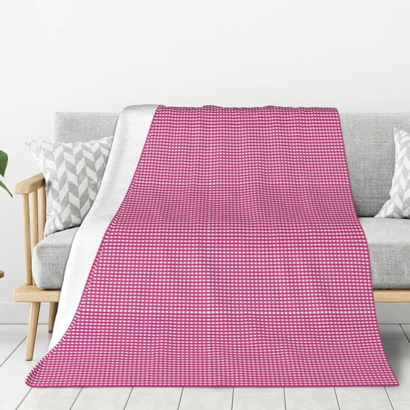Rateoe Gingham Pattern Flannel Throw Blanket, Ultra-soft Blanket for Bed, Couch, Car, Hypoallergenic Anti-pilling blanket-60"x50"(Vertical)