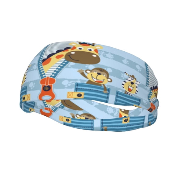 Rateoe Giraffe Come Out From Zipper Pattern Sports Headbands ,Moisture Wicking Workout Headband, Sweatband Headbands for Running,Cycling,Yoga,Hairband for Women and Men