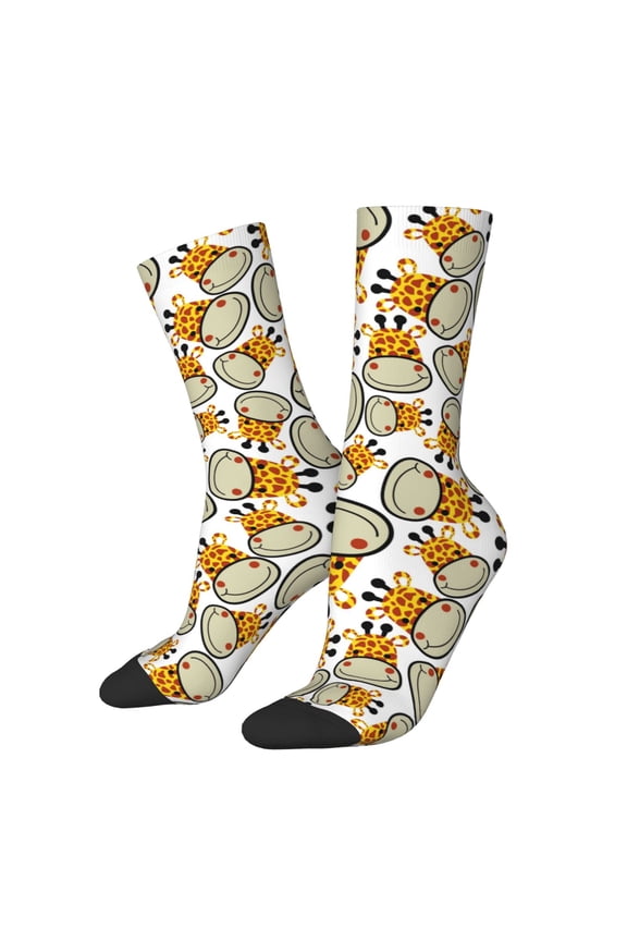 Giraffes Head for Women Casual Calf Socks - Cute Crew Socks - Thin Soft Above Ankle Socks Size 5-11
