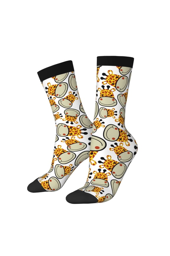 Giraffes Head for Women Casual Calf Socks - Cute Crew Socks - Thin Soft Above Ankle Socks Size 5-11