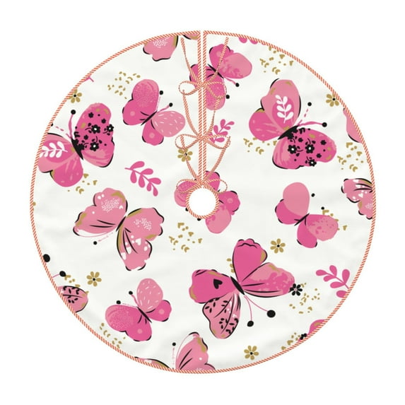 Rateoe Girl Butterfly Pattern Christmas Tree Skirt with Ties , Christmas Tree Decorations, Farmhouse Christmas Decor Xmas Holiday Decorations-36"