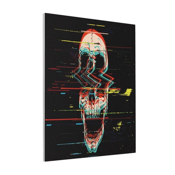 Rateoe Glitch Screaming Skull Pattern Decorative Picture – Unique Modern Wall Art, Ready-to-Hang Canvas Print for Home (Vertical)