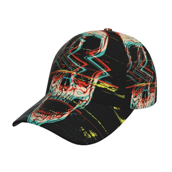 Rateoe Glitch Screaming Skull Pattern Men’s Baseball Cap – Adjustable Curved Brim Hat, Soft Cotton Sports Cap for Outdoor, Casual, and Everyday Wear, Comfortable & Breathable