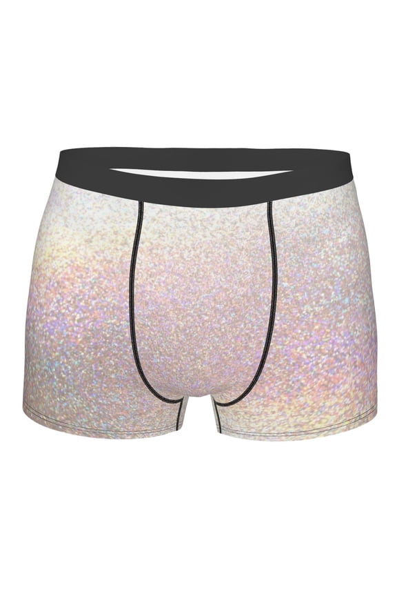 Glitter Light Pearl Mens Boxer Briefs Poly Spandex Performance Boxer Briefs Underwear Hem Boxer Briefs - Medium