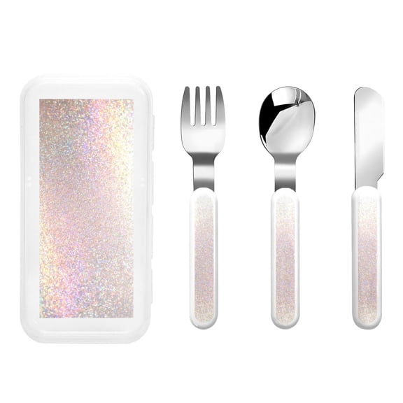 Rateoe Glitter Light Pearl for Stainless Steel Kids Silverware Set - Child and Toddler Safe Flatware - Children's Knife, Fork And Spoon Set