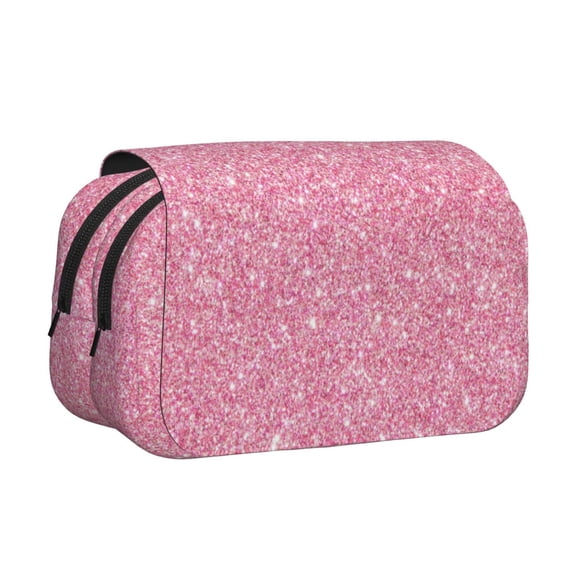 Rateoe Glitter Pattern Double Clamshell Pen Case, Storage Organizer with Two Zipper Compartments– Holds Up to 50 Pencils & Pens