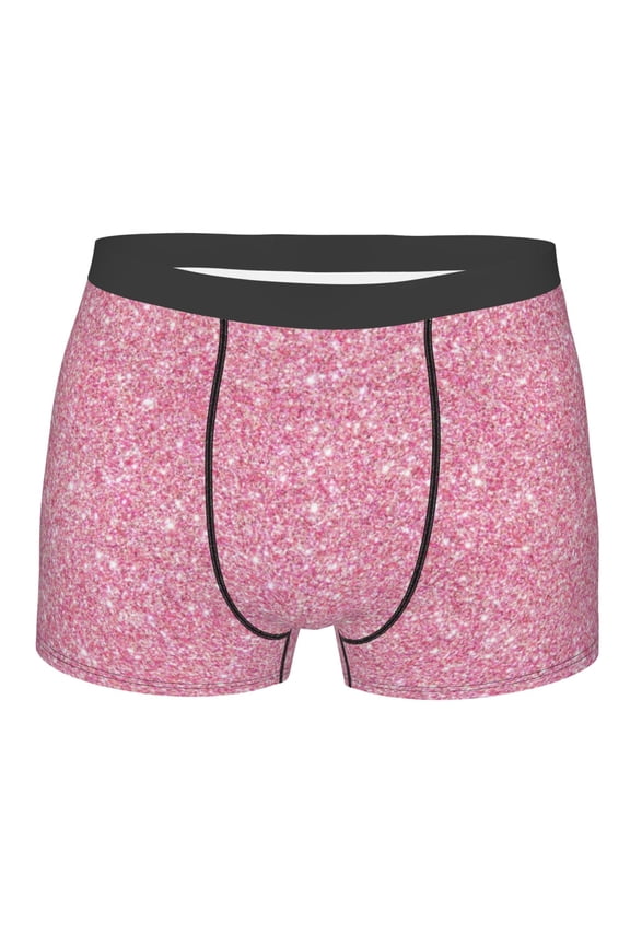 Glitter Pink Mens Boxer Briefs Poly Spandex Performance Boxer Briefs Underwear Hem Boxer Briefs - Large