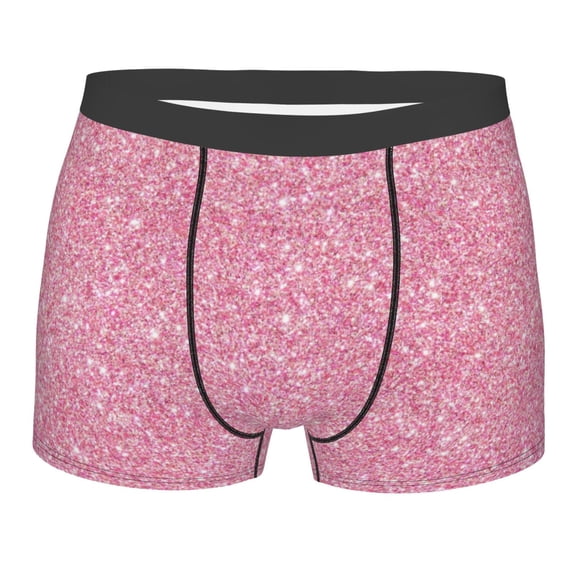 Rateoe Glitter Pink Mens Boxer Briefs Poly Spandex Performance Boxer Briefs Underwear Hem Boxer Briefs - Medium