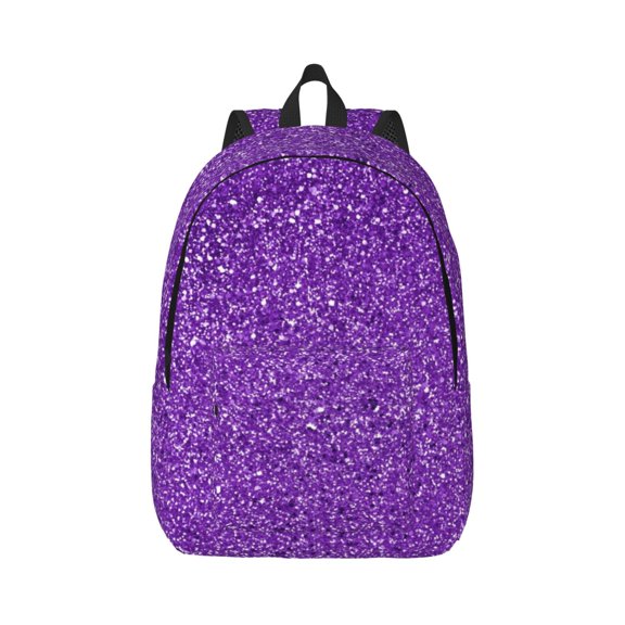 Rateoe Glitter Purple Pattern Canvas College Laptop Backpack,Travel Daypack,Durable Rucksack Travel Notebook Bag School Backpack Book Bag for Men Women-Small