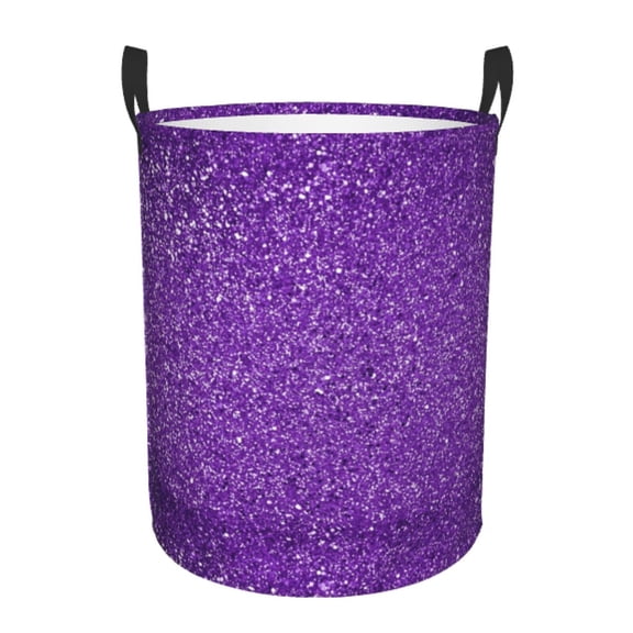 Rateoe Glitter Purple Pattern Round Laundry Hamper Basket, Tall Hamper Basket for Blanket Storage, Nursery Clothes Hamper for Laundry in Bedroom and College Dorm-Small