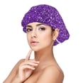thumbnail image 1 of Rateoe Glitter Purple Pattern Silk Satin Hair Bonnet for Sleeping, Adjustable Sleep Cap Turban for Women , Curly Straight Hair Long Large Braid, 1 of 6