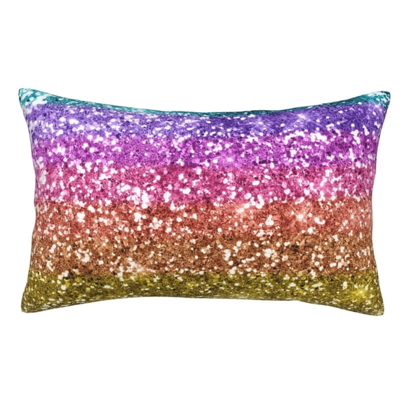 Rateoe Glitter Rainbow Pattern Decorative Pillow Case,Throw Pillow Covers,Plush Pillow Cover,Soft Pillow Case,Velvet Pillow Case-14"x20"