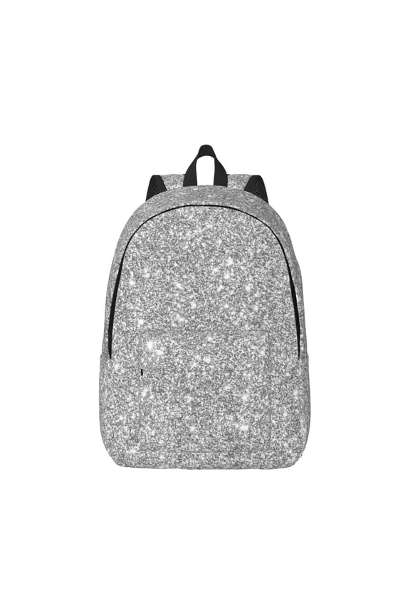 GlitterSilver Pattern Canvas College Laptop Backpack,Travel Daypack,Durable Rucksack Travel Notebook Bag School Backpack Book Bag for Men Women-Medium