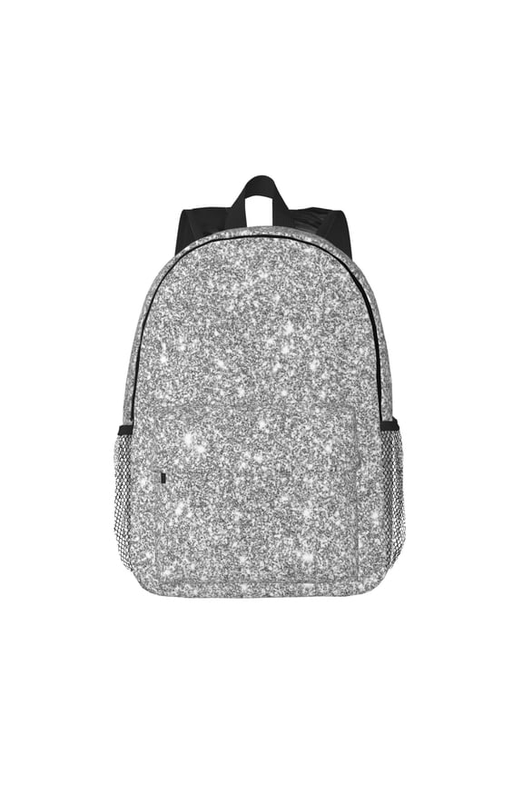 GlitterSilver Pattern Student Backpack Water-resistant Backpack 15-inch Laptop Backpack Lightweight Adjustable School Backpack