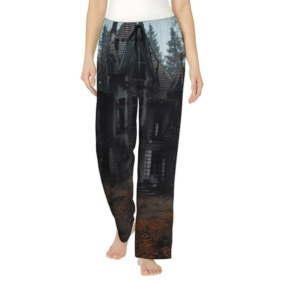Rateoe Gloomy Mansion Forest Scene Pattern Women’s Ultra-Soft Comfy Pajama Lounge Pants Sleepwear,Comfortable Lounge Wear,lightweight Pajamas, Casual Home Wear-XX-Large