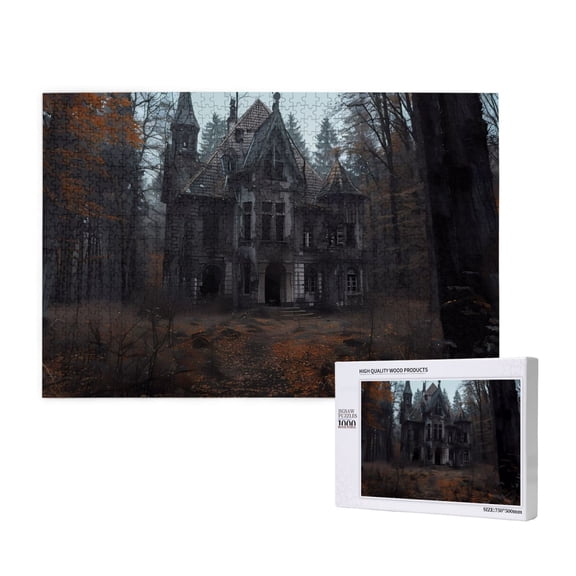 Rateoe Gloomy Mansion Forest Scene Pattern Wooden Picture Puzzle ,1000 Piece Jigsaw Puzzle ,Family Fun Puzzle, Home Dcor Puzzle, Gift Puzzle(Horizontal style)