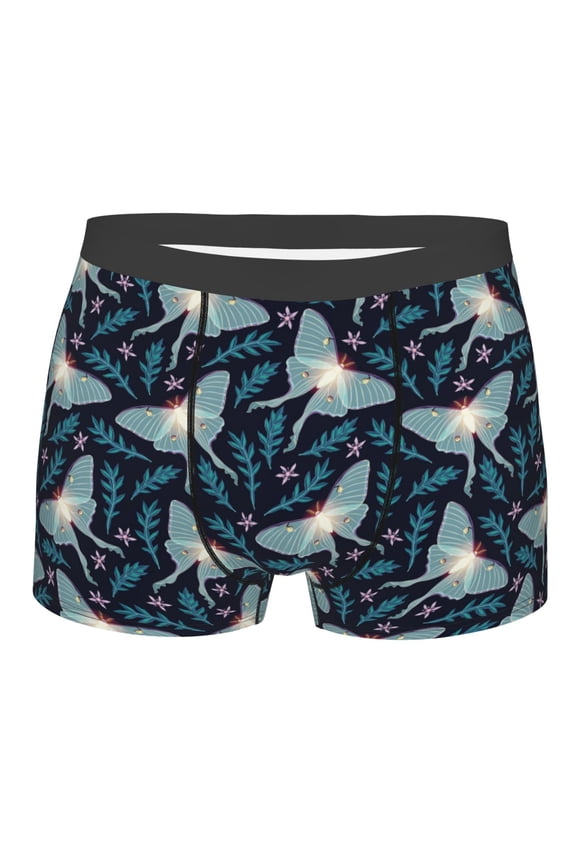 Glowing Butterfly Mens Boxer Briefs Poly Spandex Performance Boxer Briefs Underwear Hem Boxer Briefs - Large