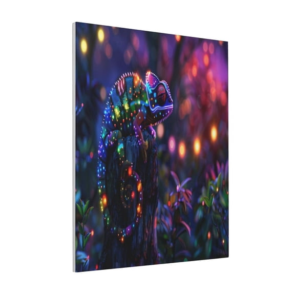 Rateoe Glowing Chameleon Fantasy Art Pattern Decorative Picture – Unique Modern Wall Art, Ready-to-Hang Canvas Print for Home (Vertical)
