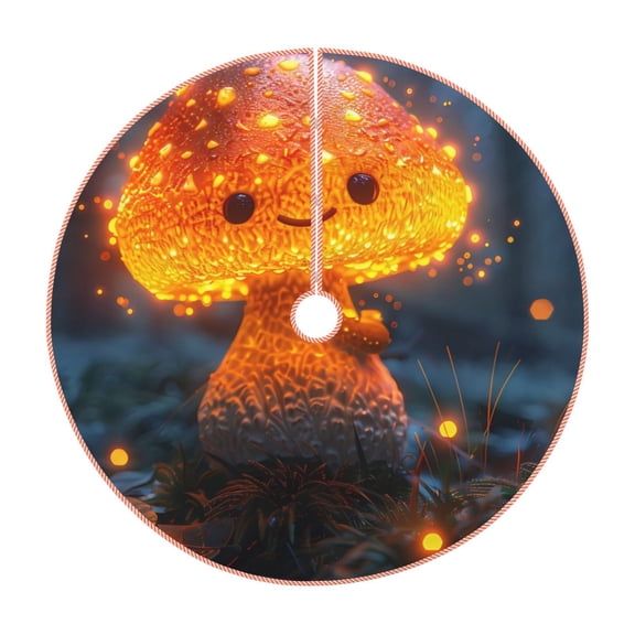 Rateoe Glowing Mushroom In Forest Pattern Christmas Tree Skirt with Ties, Christmas Tree Decorations, Farmhouse Christmas Decor Xmas Holiday Decorations-