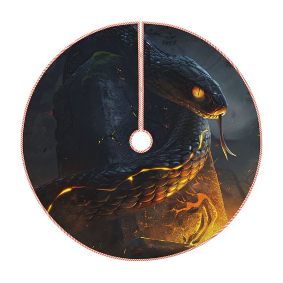 Rateoe Glowing Snake Dark Forest Pattern Christmas Tree Skirt with Ties, Christmas Tree Decorations, Farmhouse Christmas Decor Xmas Holiday Decorations-30"