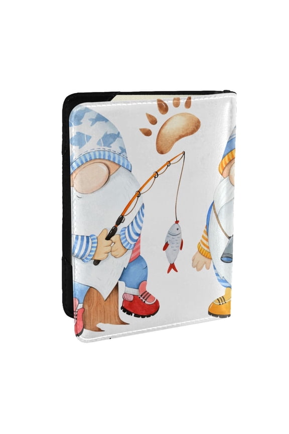 Gnome Camping Fishing Pattern Passport Holder Wallet Leather Mulit-purpose Travel Wallet Credit Cards Case ,Passport Cover for Women Men-6.5 in