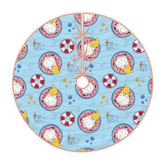Rateoe Gnome On A Watermelon Mattress In The Pool Pattern Christmas Tree Skirt with Ties , Christmas Tree Decorations, Farmhouse Christmas Decor Xmas Holiday Decorations-30"