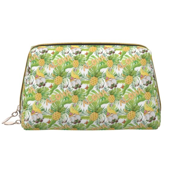 Rateoe Gnome and Pineapple for Travel Makeup Bag,Large Capacity Cosmetic Bags for Women,Waterproof Portable Pouch Open Flat Toiletry Bag Make up Organizer