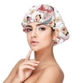 thumbnail image 1 of Rateoe Gnome With Love Letter Pattern Silk Satin Hair Bonnet for Sleeping, Adjustable Sleep Cap Turban for Women , Curly Straight Hair Long Large Braid, 1 of 6