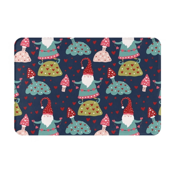 Rateoe Gnome With Mushroom Pattern Flannel Door Mat Indoor Outdoor Entrance, Waterproof All-Weather Doormat,Fade Resistant, Low Profile Entryway Mat 16x24in