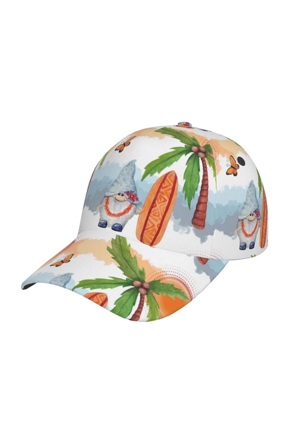 Gnome and Surfing Pattern Baseball Cap Outdoor Cap Mountain Dad Hat - Unstructured Soft Cotton Cap-Adjustable UV Protection Cap