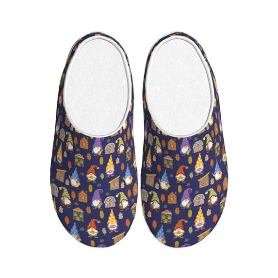 Rateoe Gnomes And Houses Print Women's Men's Cotton Knit Slippers Lightweight Memory Foam Indoor House Shoes with Anti-Skid Sole-37/38