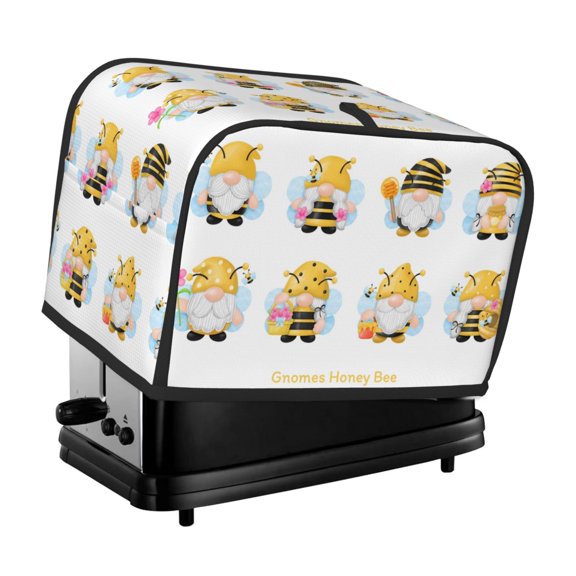 Rateoe Gnomes Honey Bee Pattern Toaster Covers 2 Slice Wide Slot,Bread Machine Cover,Bread Dust Cover & Fingerprint Protection,Appliance Covers
