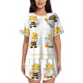 thumbnail image 1 of Rateoe Gnomes Honey Bee Pattern Women's Short-Sleeved Pajama Set - 2 Piece Soft and Lightweight Sleepwear Set-Large, 1 of 7