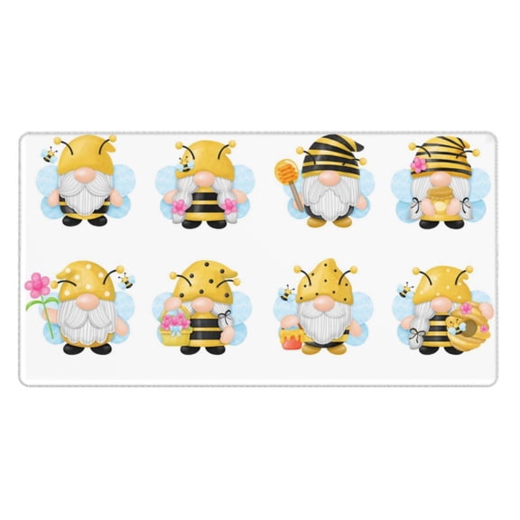 Rateoe Gnomes Honey Bee Print Mouse Pad - Extended Large Gaming Mousepad,Non-Slip Stitched Edge,16x29.5 Inch