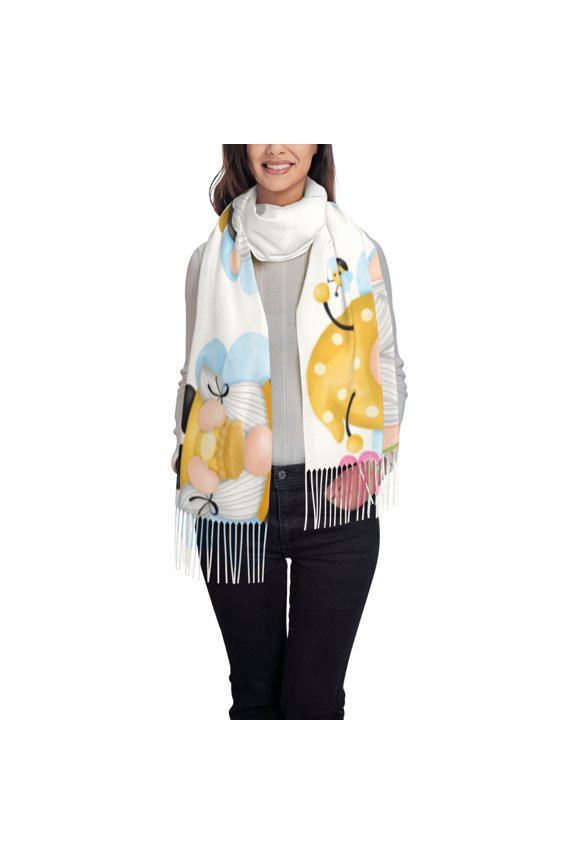 Gnomes Honey Bee Women's Traditional Scarf Wrap Tassel Shawl Fringes Neck Head Shawl Retro Scarf