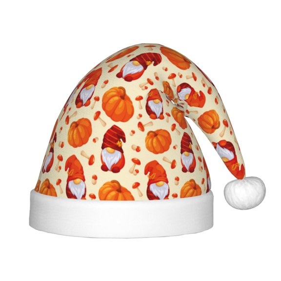 Rateoe Gnomes Pumpkin And Mushrooms Santa Hat Confortable Christmas Hat for Christmas Party Favors Fit for Kids
