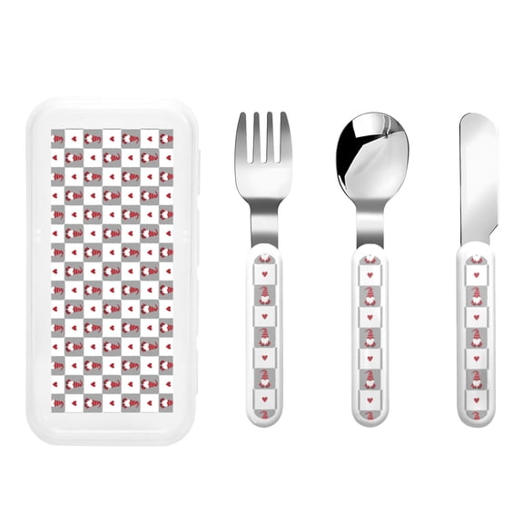 Rateoe Gnomes and Hearts for Stainless Steel Kids Silverware Set - Child and Toddler Safe Flatware - Children's Knife, Fork And Spoon Set