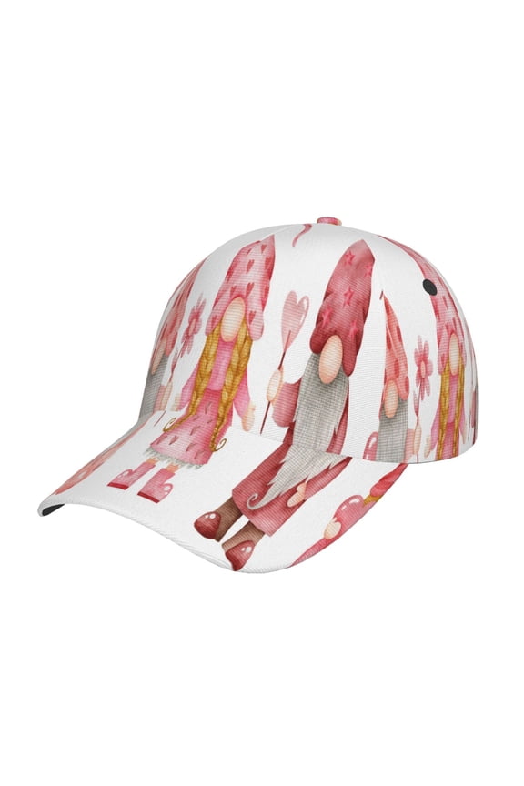 Gnomes valentine's day Pattern Mens Baseball Cap Adjustable Curved Brim Hat, Soft Cotton Sports Cap for Outdoor, Casual, and Everyday Wear, Comfortable & Breathable