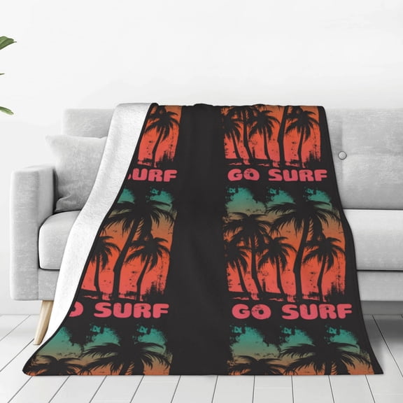 Rateoe Go Surfer Print Fuzzy Fleece Throw Blanket Extra Large,Super Soft,Fluffy and Warm Blankets for Couch,Bed,All Season Use (60"x50")
