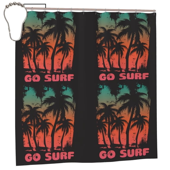 Rateoe Go Surfer Shower Curtain - Fancy Bathroom Shower Curtain Sets - Waterproof Shower Curtain with Hooks with 12 Plastic Hooks 72x72 Inches