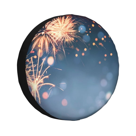 Rateoe Gold And Blue Fireworks Pattern Tire Cover Wheel Protectors Weatherproof Wheel Covers Universal Fit for Trailer Rv SUV Truck Camper Travel Trailers Accessories-