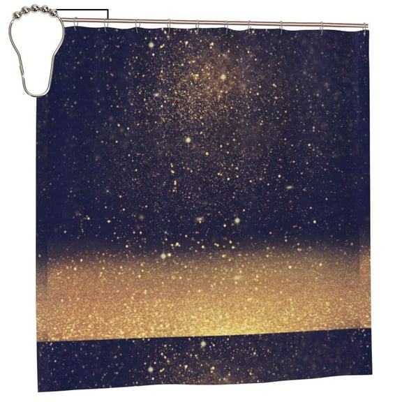 Rateoe Gold Black Glitter Shower Curtain - Fancy Bathroom Shower Curtain Sets - Waterproof Shower Curtain with Hooks with 12 Plastic Hooks 72x72 Inches