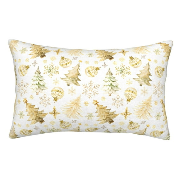 Rateoe Gold Christmas Tree Pattern Decorative Pillow Case,Throw Pillow Covers,Plush Pillow Cover,Soft Pillow Case,Velvet Pillow Case-14"x20"